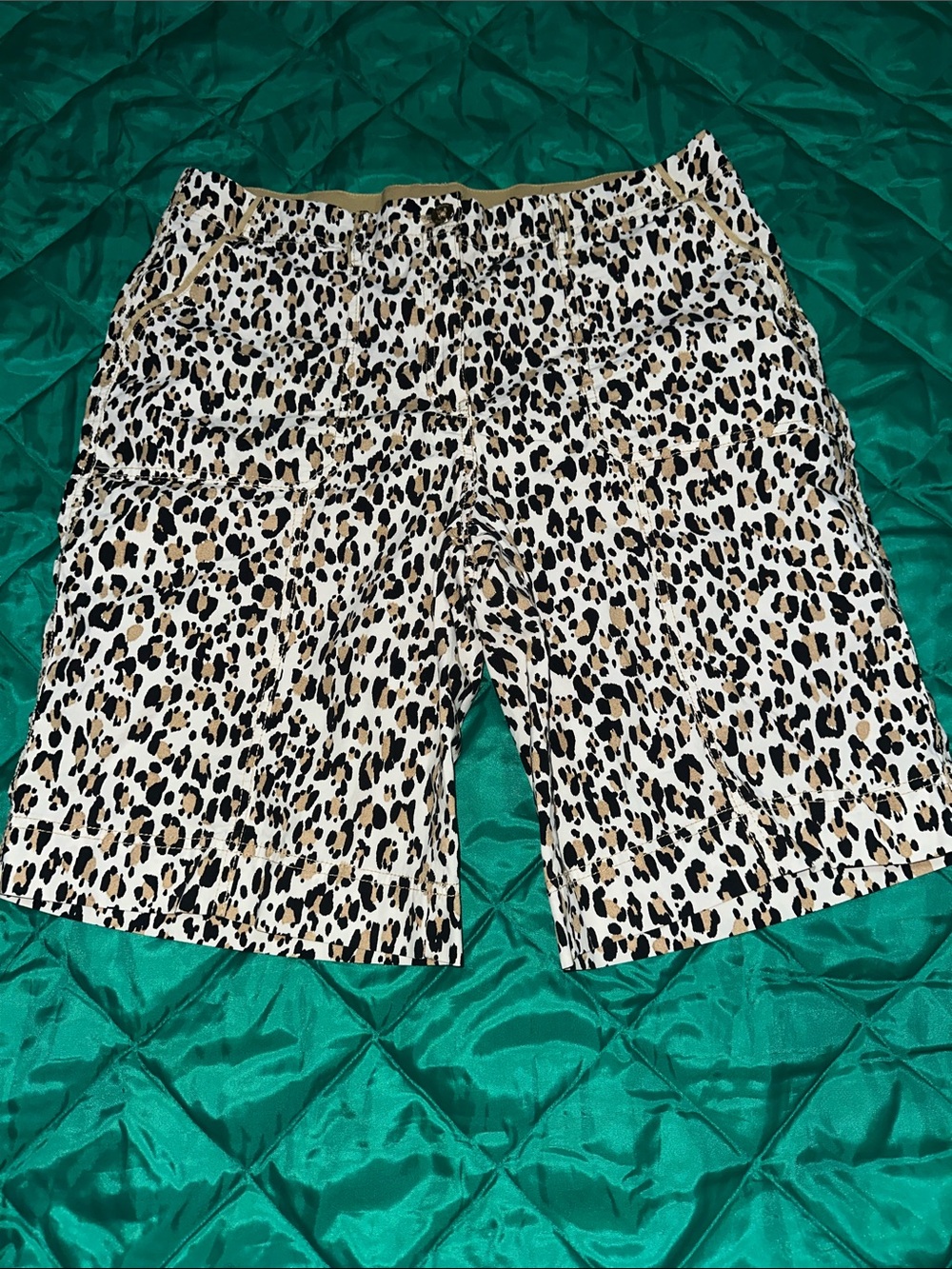 Chico's Leopard Print Shorts - Cream/Black/Tan